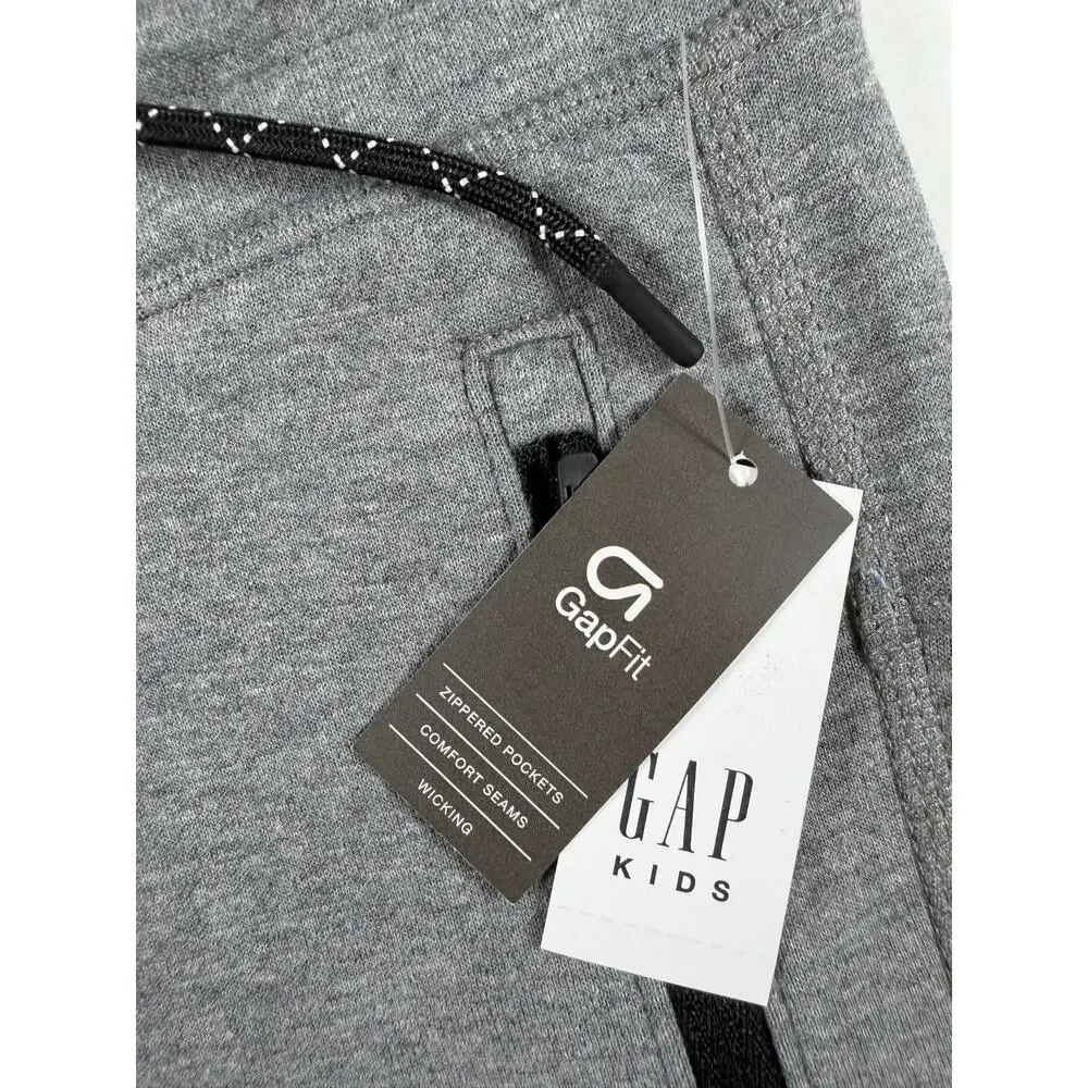 NEW GapFit Tech Joggers Gray Zip Pocket Athletic Pants Boys Small 6-7